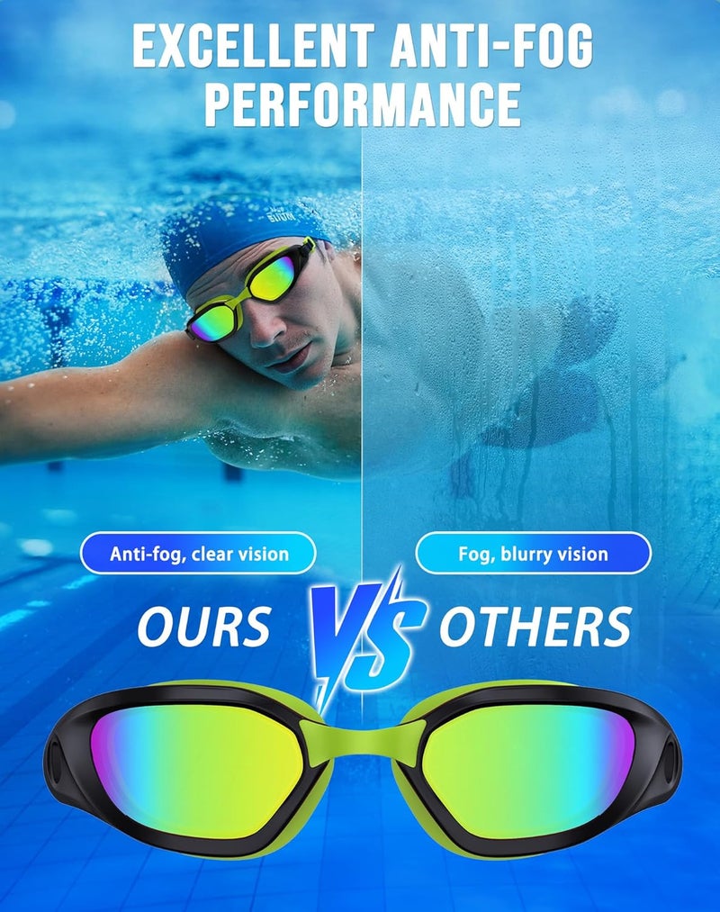 Vegemono Swim Goggles, Unisex Adult Swimming Goggles Anti Fog Anti UV No Leakage Wide View for Men Women Youth - Image 3